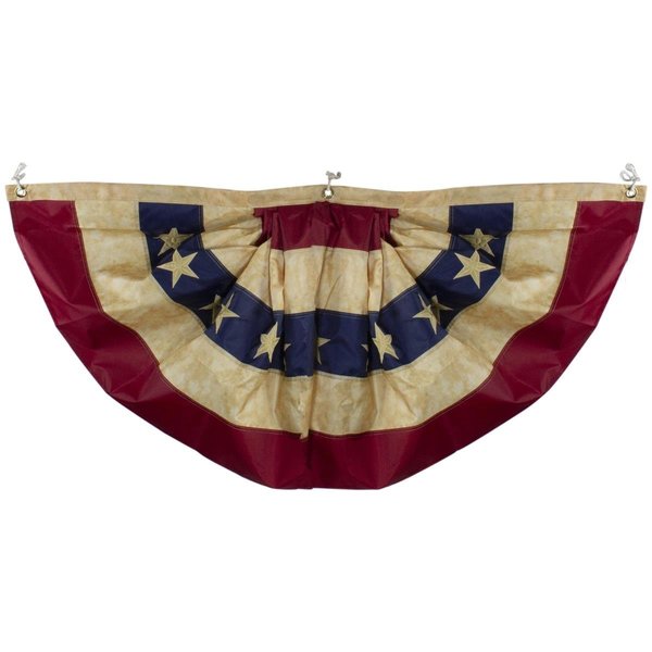 Heat Wave 48 x 24 in. Tea-Stained USA Pleated American Bunting Flag - Red, White & Blue HE1769214